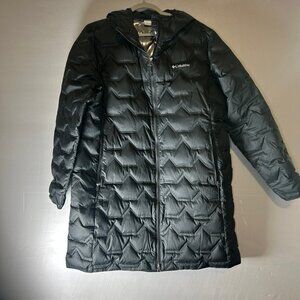 Columbia Black Long Down Filled Puffer Omni-Heat Insulated Hooded Winter Jacket